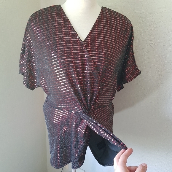 Sloane & Sadie Twist Front Sparkly Blouse - Picture 3 of 15